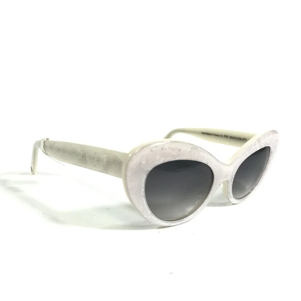 Morgenthal Frederics Sunglasses FAY COL 275 White Clear Lace Frames Blue Lenses